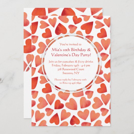 Beaucoup de coeurs Invitations de la Saint-Valenti (Devant / Derrière)