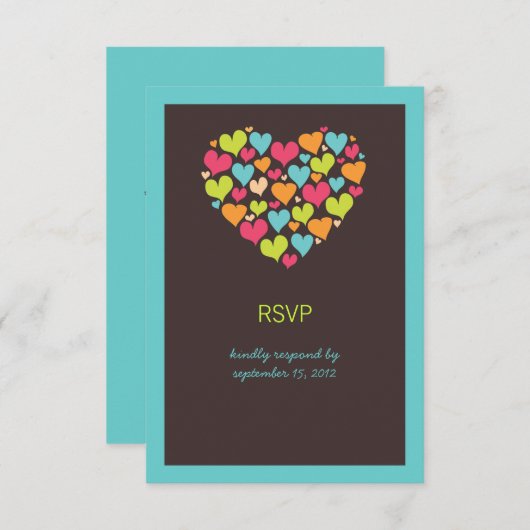 Beaucoup de coeurs Mariage carte RSVP (Devant / Derrière)