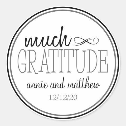 Beaucoup de Étiquettes de gratitude (Noir / Gris) (Devant)
