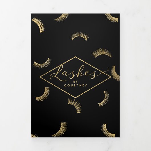 Beaucoup de Lashes Motif Lash Salon Brochure noire (Page de couverture)