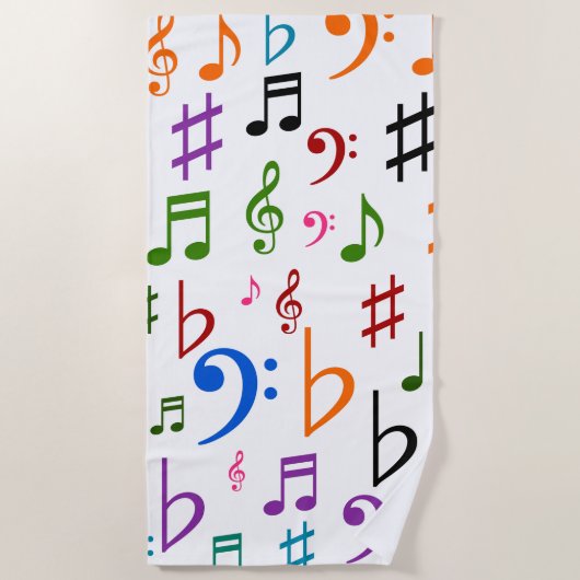 Beaucoup de notes colorées de musique et serviette (Devant)
