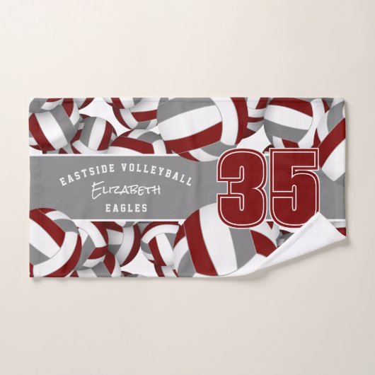 Beaucoup de volleyballs de couleurs d'équipe gris  (Serviette à main)