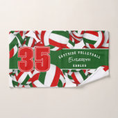 Beaucoup de volleyballs joueur jersey numéro rouge (Serviette à main)