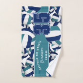 Beaucoup de volleyballs nom athlète marine bleu tu (Serviette à main)