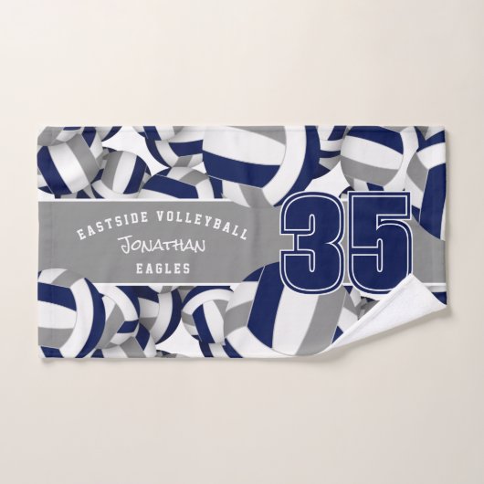 Beaucoup de volleyballs nom de l'athlète bleu mari (Serviette à main)
