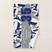 Beaucoup de volleyballs nom de l'athlète bleu mari (Serviette à main)