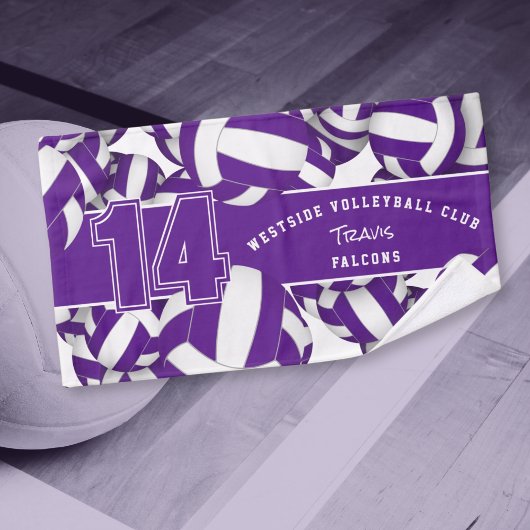 Beaucoup de volleyballs violet blanc couleur d'équ