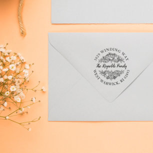 Beauely Rose Bouquet Lineart Name & Address Rubberstempel