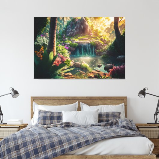 Beauely Waterfall Scene Canvas Afdruk (Insitu (Slaapkamer))