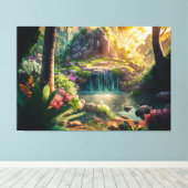 Beauely Waterfall Scene Canvas Afdruk (Insitu (Houten vloer))