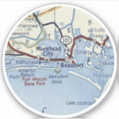 Beaufort NC  Map Sticker (Voorkant)