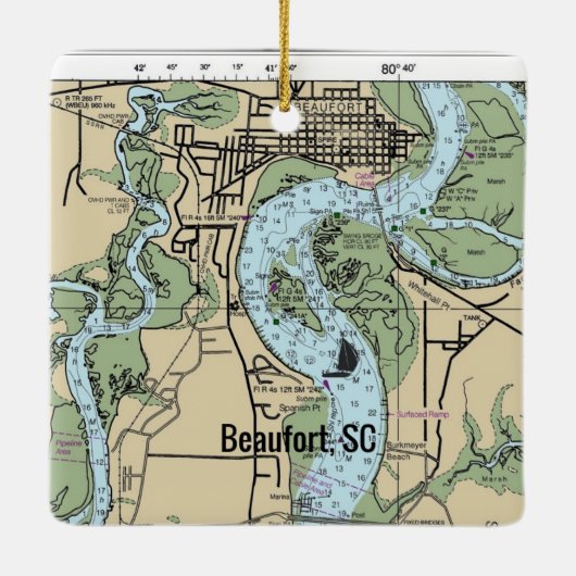Beaufort South Carolina Chart Keramisch Ornament (Achterkant)