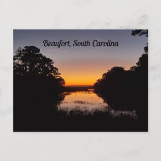 Beaufort South Carolina Marsh zonsondergang boven Briefkaart