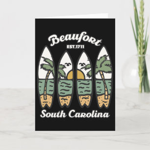 Beaufort South Carolina Surfen Surfer Zonsondergan Kaart