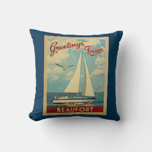 Beaufort Zeilboot Vintage Reis Noord-Carolina Kussen