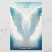 Beauful Angel Wings Monogram Stationery Briefpapier (Voorkant)