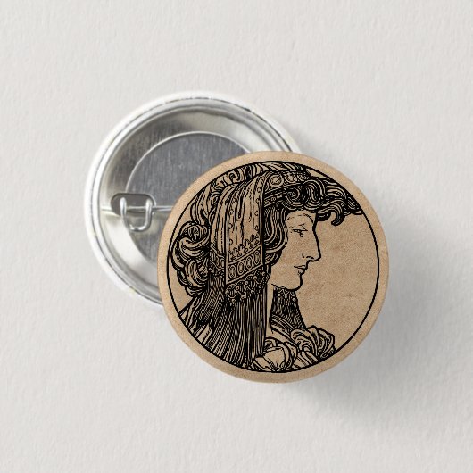 Beauful Art Nouveau-Button Ronde Button 3,2 Cm (Voorkant /achterkant)