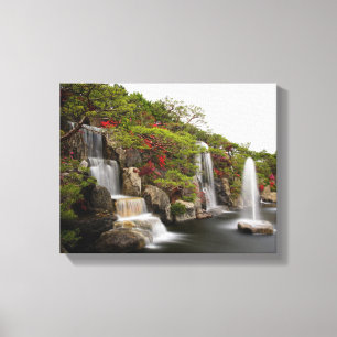 Beauful Azalea Waterfall Flower Garden Canvas Afdruk