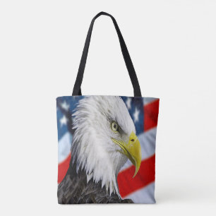 Beauful Bald Eagle head and a American flag 1 Draagtas