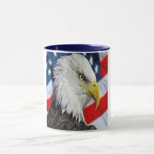 Beauful Bald Eagle head and a American flag 1 Mok