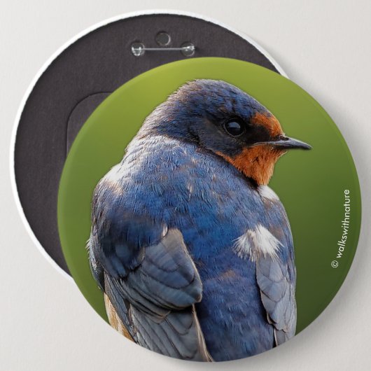 Beauful Barn Swallow Ronde Button 6,0 Cm (Voorkant /achterkant)