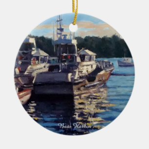 Beauful Bass Harbour Maine Vist Boat Scene Keramisch Ornament