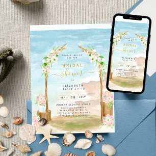 Beauful Beach Coastal Bridal Shower-uitnodiging Kaart