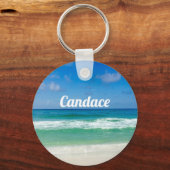 Beauful Beach Photography Cute Seaside Monogram Sleutelhanger (Achterkant)