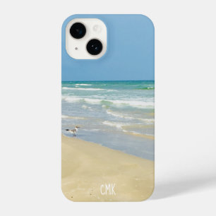 Beauful Beach Sandpiper Monogram Island Seashore iPhone 14 Hoesje