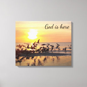 Beauful Beach Sunset Fotografie Canvas Afdruk