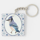 Beauful Blue Jay Bird Sleutelhanger (Achterkant)