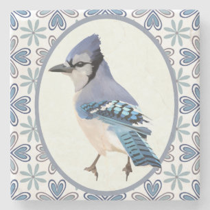 Beauful Blue Jay Bird Stenen Onderzetter