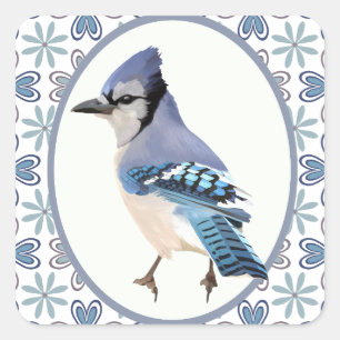Beauful Blue Jay Bird Vierkante Sticker