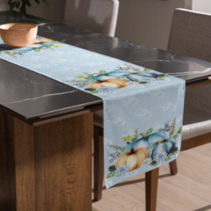 Beauful Blue Pumpkin Autumn Waterverf Herfst Korte Tafelloper