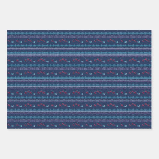 Beauful Blue Sweater Knit Pattern Inpakpapier Vel (Voorkant 3)