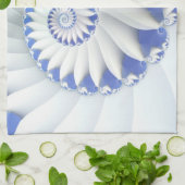 Beauful Blue & White Zee Shell Abstracte Art Theedoek (Gevouwen)