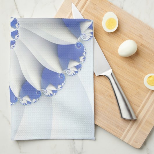 Beauful Blue & White Zee Shell Abstracte Art Theedoek (Quarter Fold)