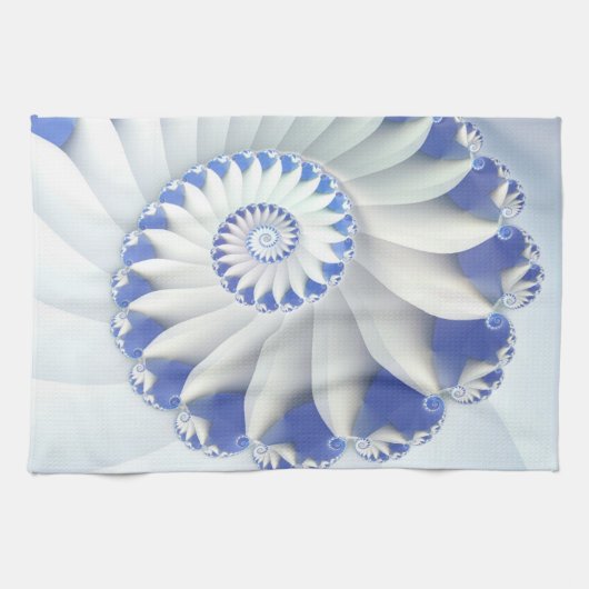 Beauful Blue & White Zee Shell Abstracte Art Theedoek (Horizontaal)