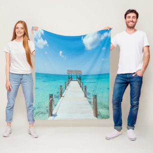 Beauful Boardwalk Turquoise Water Fleece Blanket Deken