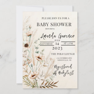 Beauful Boho Flower Baby shower Invitation Aankondiging