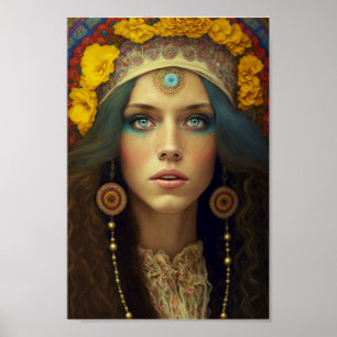 Beauful Boho Hippie Woman Poster