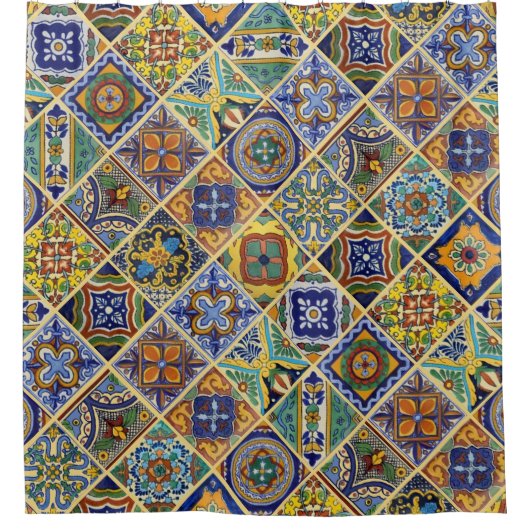 Beauful Boho Talavera Tile Douchegordijn (Voorkant)