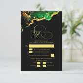Beauful Bronze Green Gold Agate Wedding RSVP Kaartje (Staand voorkant)