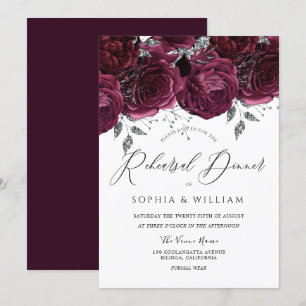 Beauful Burgundy Maroon Rozen repesal Dinner Kaart