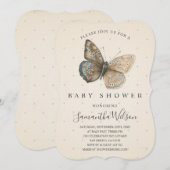 Beauful Butterfly Baby shower Invitation Kaart (Voorkant / Achterkant)