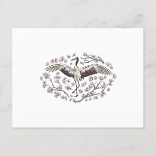 Beauful Crane Floral Briefkaart