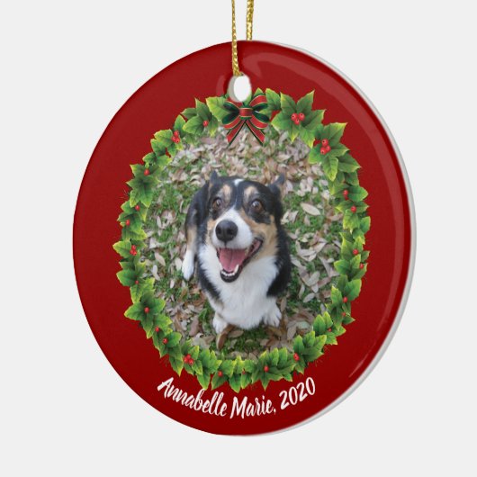 Beauful Custom Pet-foto met kerstmis Keramisch Ornament (Links)