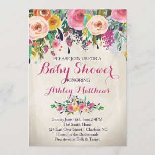 Beauful Floral Baby shower Invitation, Baby Kaart
