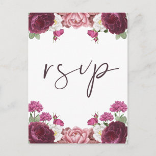 Beauful Floral Burgundy Wedding Rsvp Uitnodiging Briefkaart