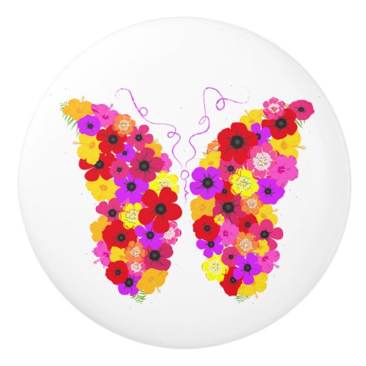 Beauful Floral Butterfly Colorful Keramische Knop (Voorkant)